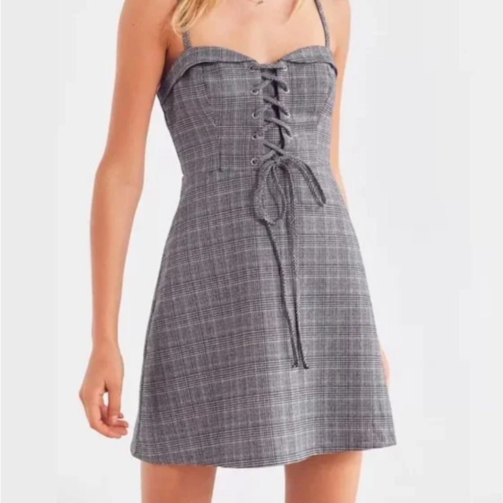 Urban Outfitters Cooperative Plaid Corset Mini Dress